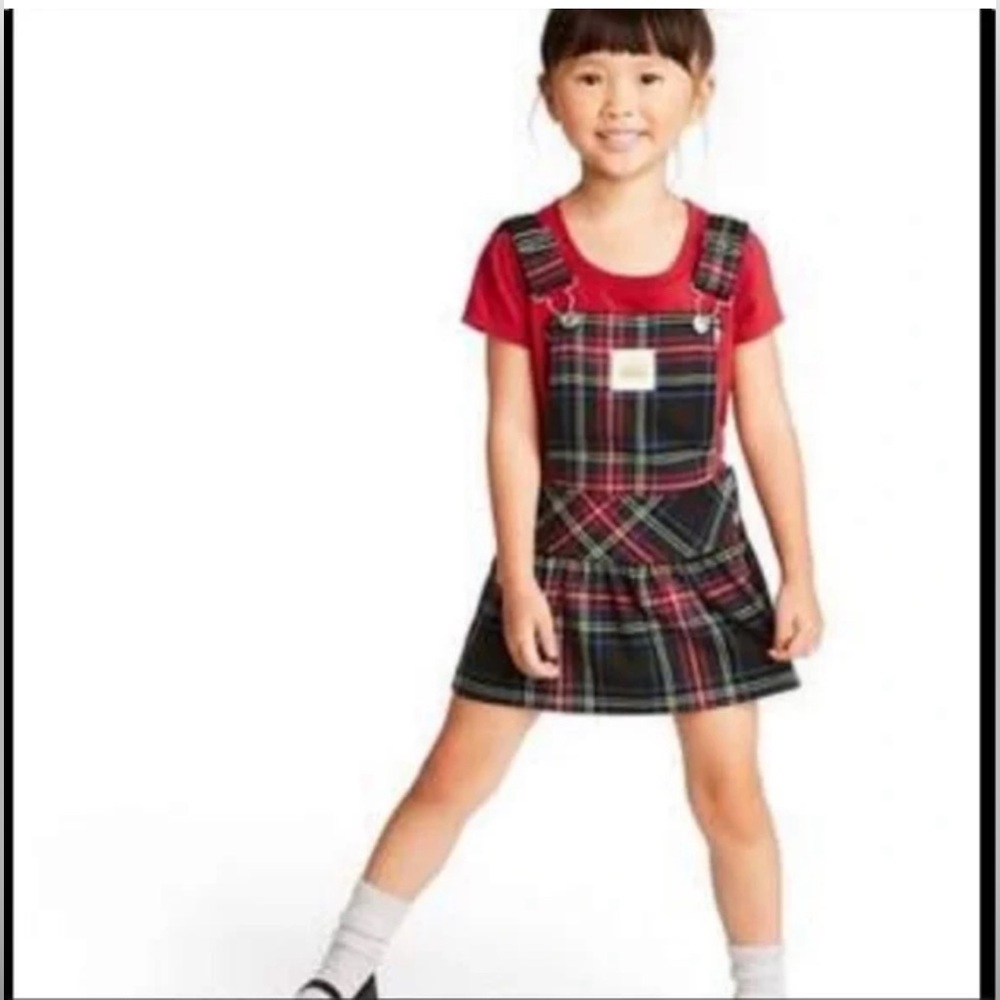 Harajuku Lovers Girls Plaid Jumper Dress 5T Suspender Pinafore Holiday Preppy